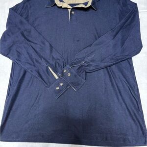 L.L. Bean Navy Long-Sleeve Shirt Jacket with Contrast Collar